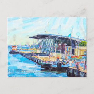 Hafen von Warnemünde Rostock. Kreuzfahrt Terminal. Postkarte