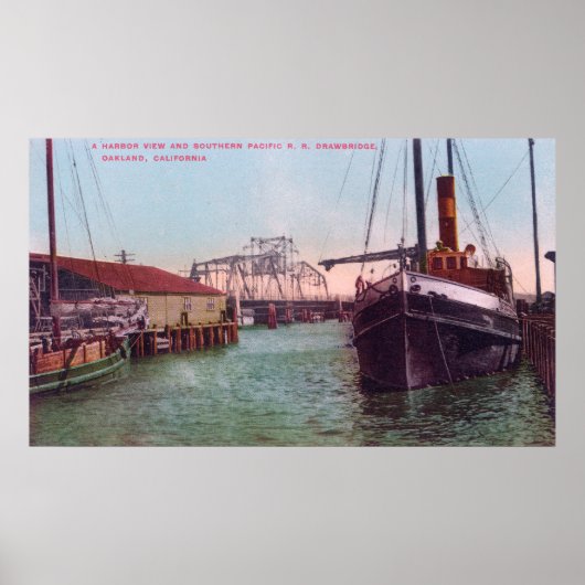 Hafenansicht von SP RR DrawbridgeOakland, CA Poster (Vorne)