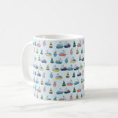 Hafenboote und Tonnen Muster Kaffeetasse (Vorderseite Links)