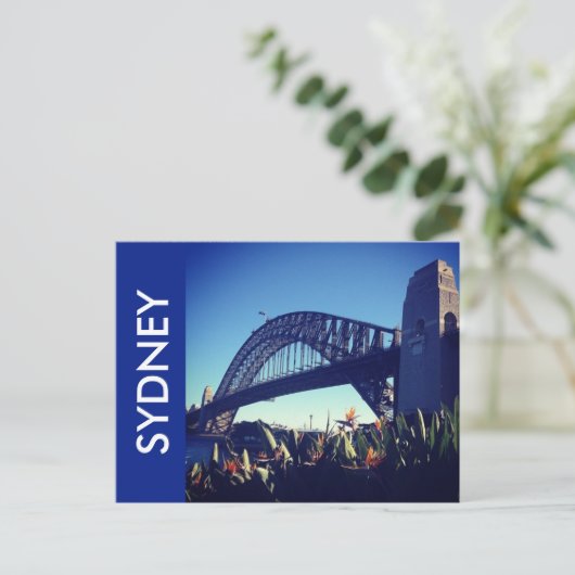 Hafenbrücke blau postkarte (Stehend Vorderseite)