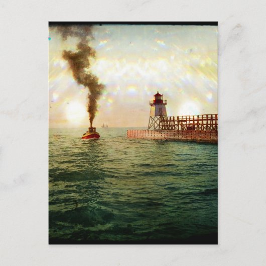 Hafeneingang, Charlevoix, Michigan um 1900 Postkarte (Vorderseite)