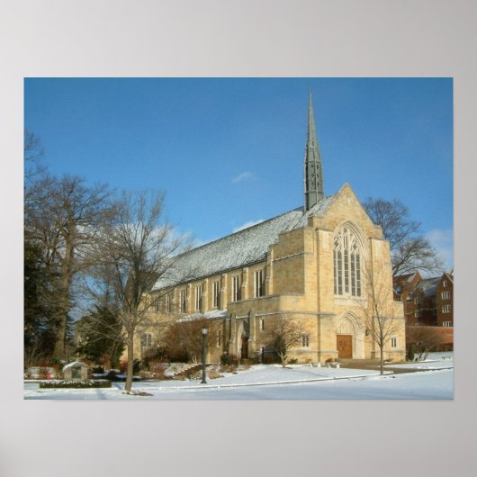 Hafenkapelle im Winter an der Grove City Uni Poster (Vorne)