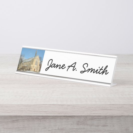 Hafenkapelle im Winter an der Grove City Uni Schreibtischnamensplakette (Vorderseite )