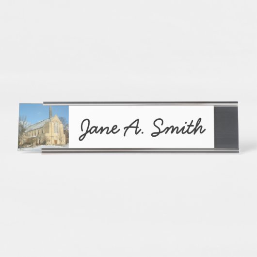 Hafenkapelle im Winter an der Grove City Uni Schreibtischnamensplakette (Vorderseite )