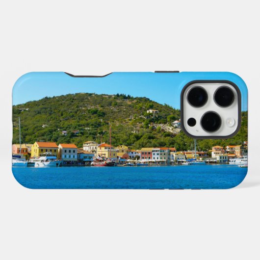 Hafenküste von Antipaxos iPhone Hülle (Rückseite (Horizontal))