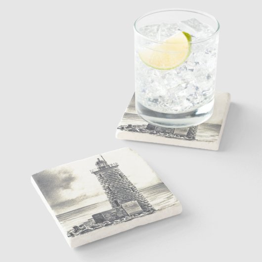 HafenLeuchtturm Steinuntersetzer (Seitenansicht)