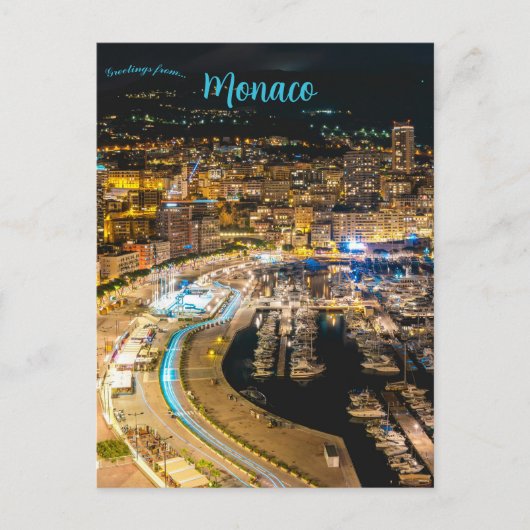 Hafenlichter in Monaco Postkarte (Vorderseite)