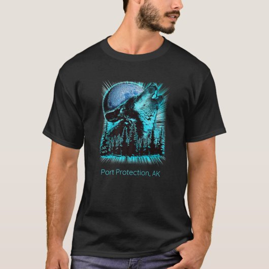 Hafenschutz Alaska Howling Wolf Moon Forest Na T-Shirt (Vorderseite)