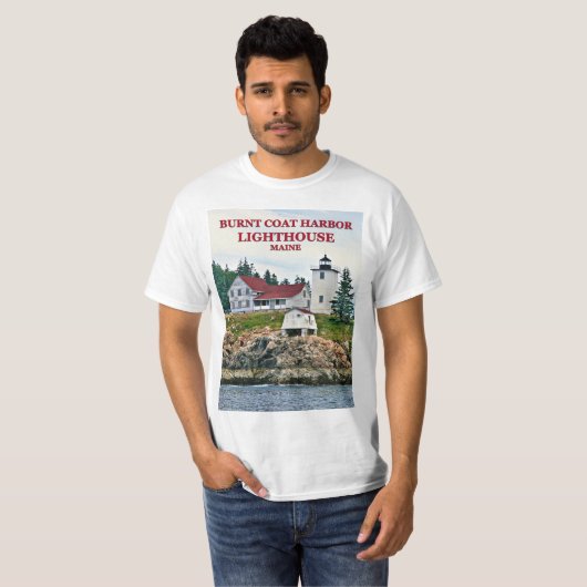 Hafenstadt Brurnt Leuchtturm, Maine T - Shirt (Vorne ganz)