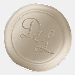 Haferflocken Beige 2-Letter-Monogramm-Wachs-Siegel Runder Aufkleber