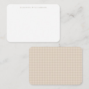 Haferflocken-Beige-Gingham-Geschenkeinschlag perso Mitteilungskarte