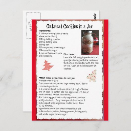 Hafergebäck in einer Art Jar-Rezept Postkarte (Vorne/Hinten)