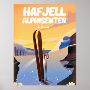 Hafjell Alpinsenter Norwegen schönes Skiposter. Poster