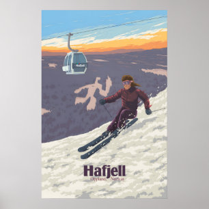 Hafjell Skigebiet Norwegen Reiseplakat Poster