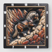 Haflinger Ascent Wood Wild Custom Quadratische Wanduhr (Vorderseite)