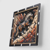 Haflinger Ascent Wood Wild Custom Quadratische Wanduhr (Winkel)