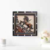 Haflinger Aufstieg: Schwarz-Braun-Holz-Custom Quadratische Wanduhr (Zuhause)