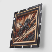 Haflinger Black Horse: Wahl im Holzkunststil Quadratische Wanduhr (Winkel)