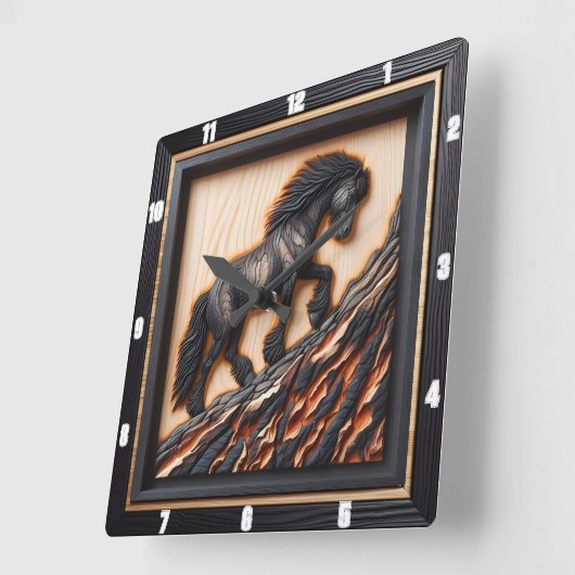 Haflinger Climb: Custom Palette Holz Art Quadratische Wanduhr (Winkel)