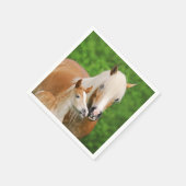 Haflinger Horse Niedlich Baby Foal Kiss Mum Pony F Serviette (Ecke)
