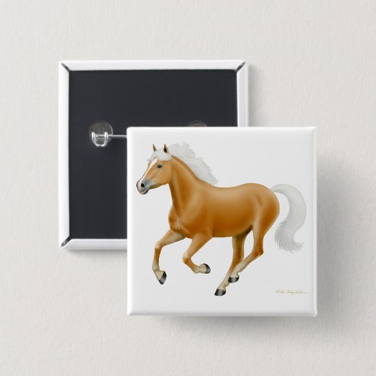 Haflinger Palomino-PferdeButton-Weiß Button (Vorne & Hinten)