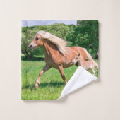 Haflinger Pferde mit Niedlichen Foals Run Funny Fo Badhandtuch Set (Waschlappen)