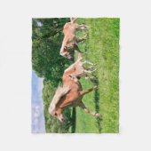 Haflinger Pferde mit Niedlichen Foals Run Funny Fo Fleecedecke (Vorderseite)
