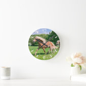 Haflinger Pferde mit Niedlichen Foals Run - Wählpl Runde Wanduhr (Zuhause)