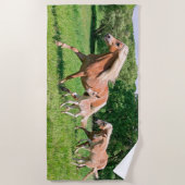 Haflinger Pferde mit niedlichen Fohlen lassen Strandtuch (Vorderseite)