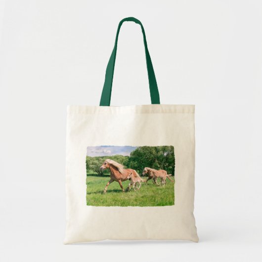 Haflinger Pferde Niedlich Foals Lauf Funny Animal Tragetasche (Vorne)