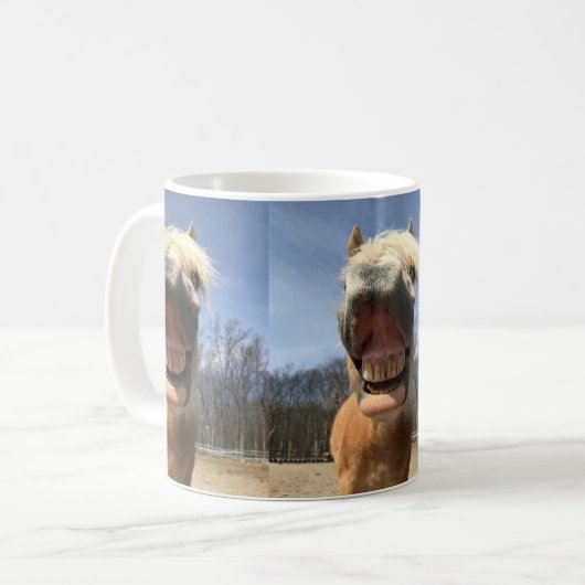 Haflinger Pferdelächeln-Becher Kaffeetasse (Vorderseite Links)