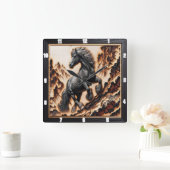 Haflinger's Wild Wood: Custom Art Display Quadratische Wanduhr (Zuhause)