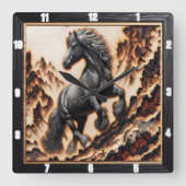 Haflinger's Wild Wood: Custom Art Display Quadratische Wanduhr (Vorderseite)