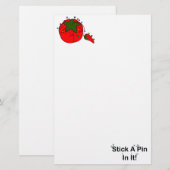 Haften Sie ein Button in ihm! (Nähende Tomate) Briefpapier (Vorne/Hinten)