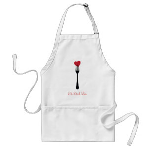 Haften Sie eine Gabel in meiner Herz-Schürze Schürze