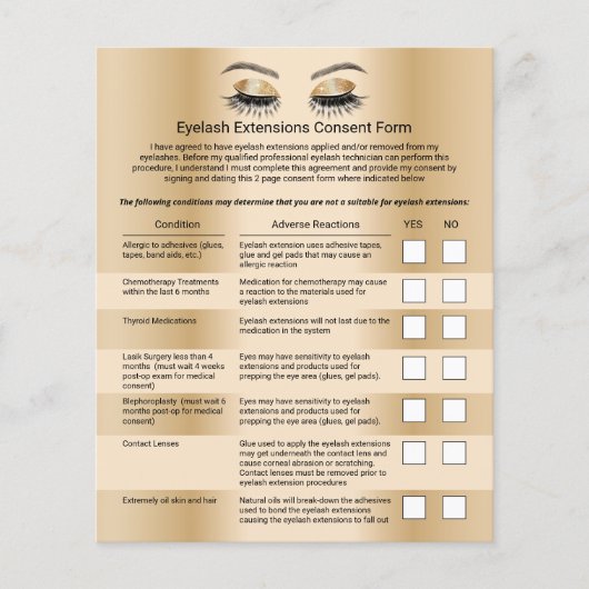 Haftungsausschluss für moderne Gold Eyelash-Erweit Flyer (Vorne)