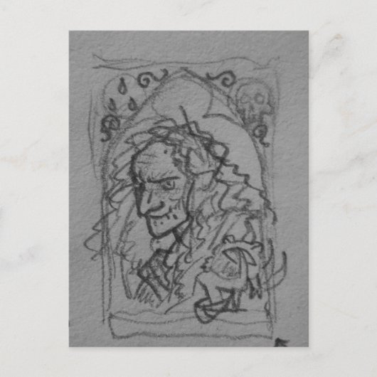 Hag Hexe Sketch Zeichnend Postkarte (Vorderseite)