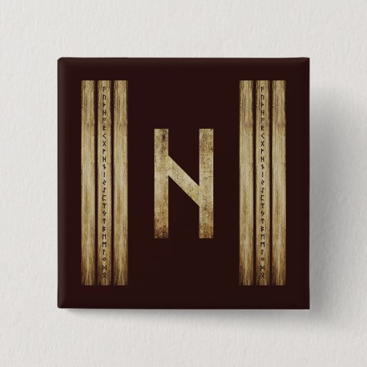 Hagalaz Brauner Grunge-Button (Quadratisch) Button (Vorderseite)