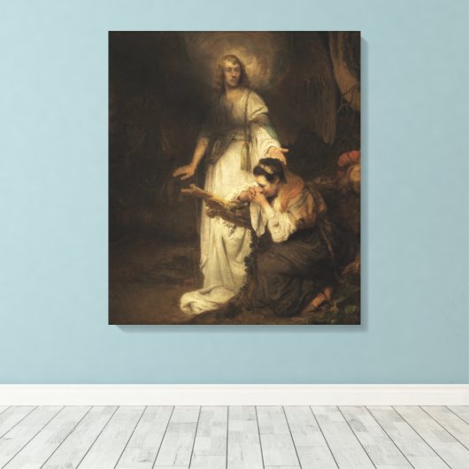 Hagar und der Engel (von Carel Fabritius) Leinwanddruck (Insitu (Holzboden))