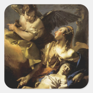 Hagar und Ismael in der Wüste Quadratischer Aufkleber