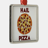 Hagel-Pizza Silbernes Ornament (Rechts)