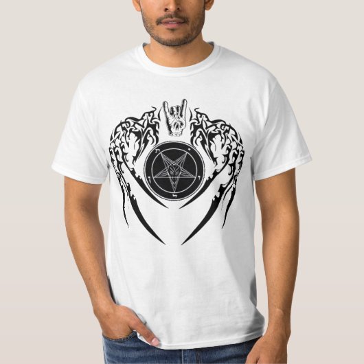 Hagel Satan Baphomet Horn-und Flügel-T - Shirt (Vorderseite)