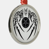Hagel Satan Baphomet Horn-und Flügel-Verzierung Silbernes Ornament (Rechts)