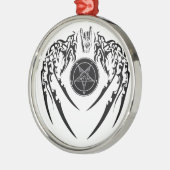 Hagel Satan Baphomet Horn-und Flügel-Verzierung Silbernes Ornament (Links)