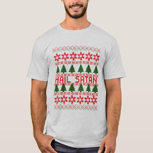 Hagel Satan hässliche Weihnachtsstrickjacke T-Shirt (Vorderseite)