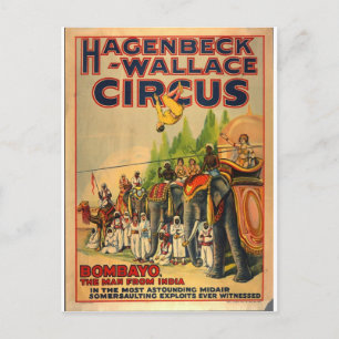 Hagenbeck Circus Vintage Postcard Bombayo Postkarte