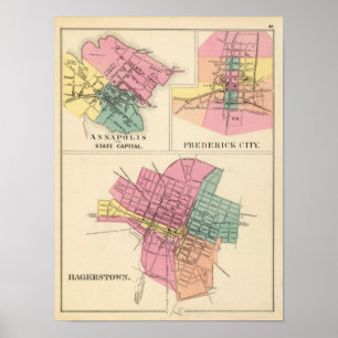 Hagerstown, Annapolis, Frederick Stadt Poster