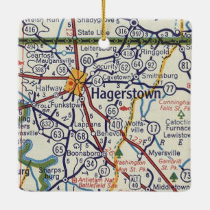 Hagerstown MD Vintag Map Keramikornament