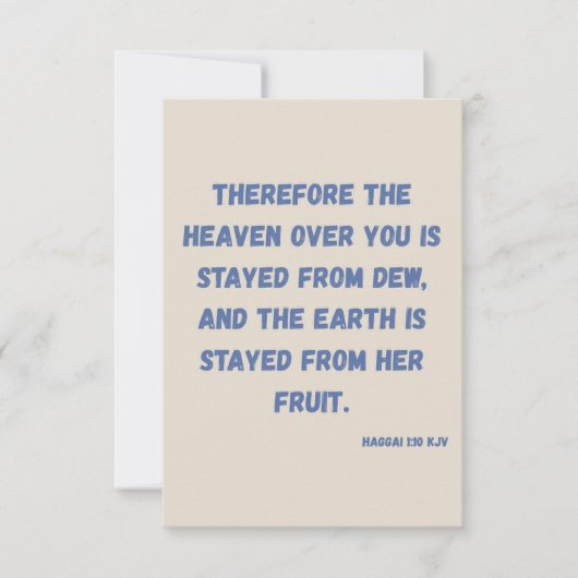Haggai 1:10 KJV Bible Verse Christliche Hingabe Karte (Vorderseite)