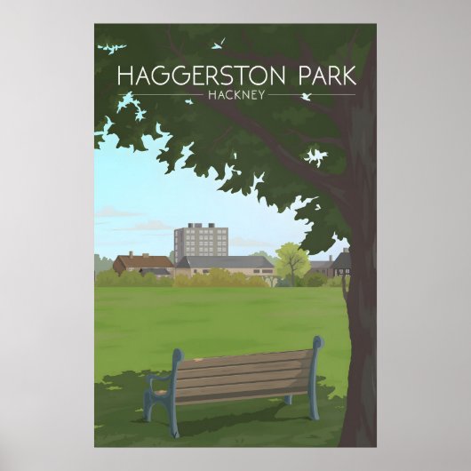 Haggerston Park London Reiseplakat Poster (Vorne)
